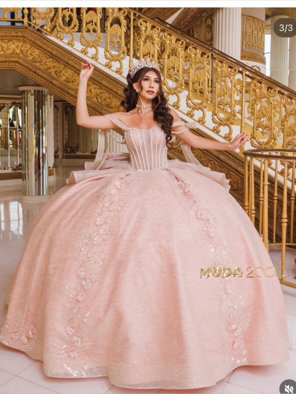 Used Blush Pink Ball Gown Quinceañera Dress from Moda 2000 size 8